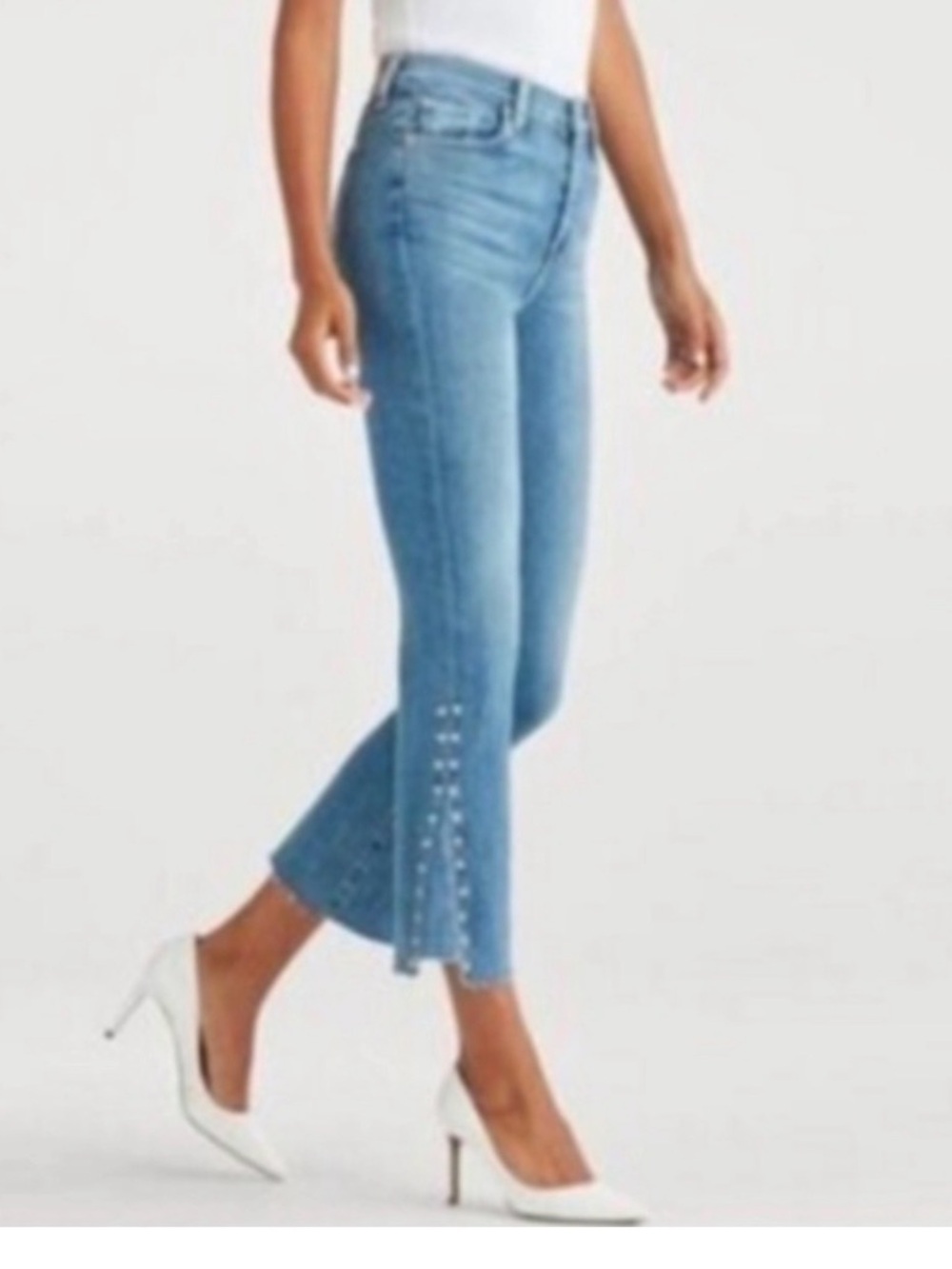 7 FOR ALL MANKIND High Waist Slim Kick Jeans Studded Size 29 Luxe Vintage - Picture 2 of 9